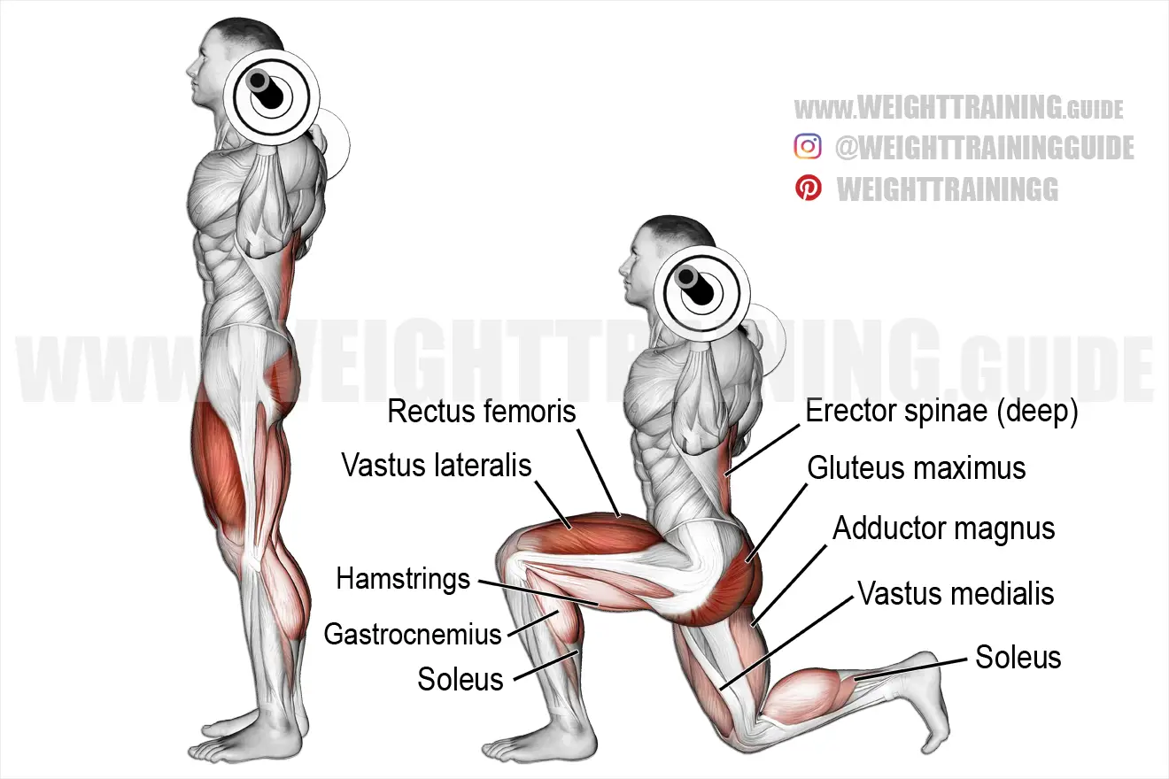 Barbell lunge exercise