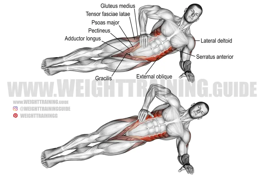 Lying side hip raise exercise guide and video | Weight Training Guide