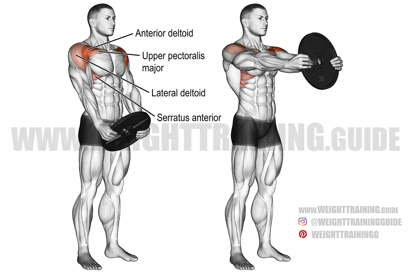 Plate front raise exercise