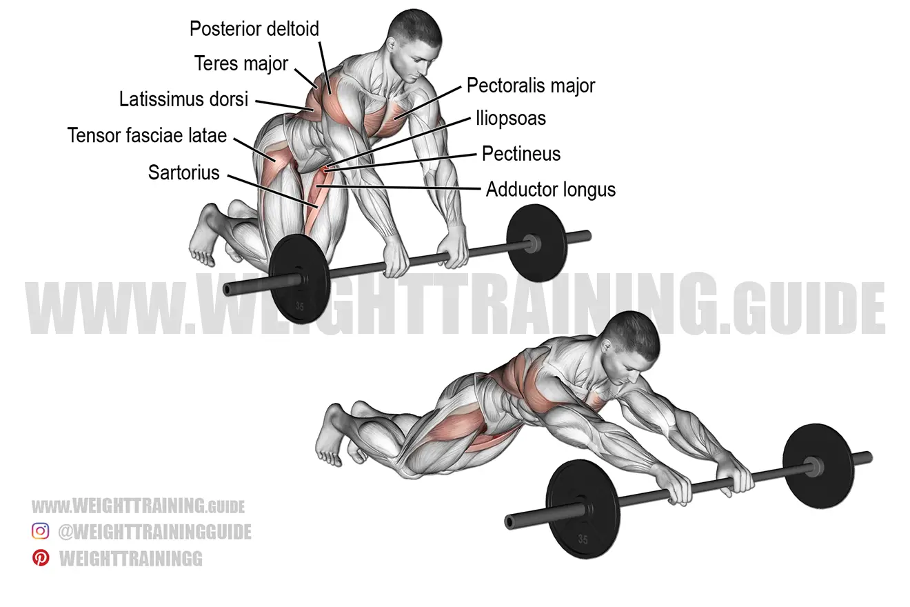 Barbell rollout exercise