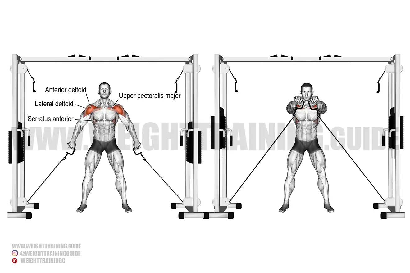 Double cable front raise exercise