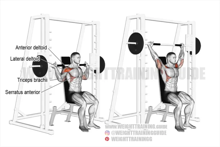 Seated Smith machine behind-the-neck shoulder press