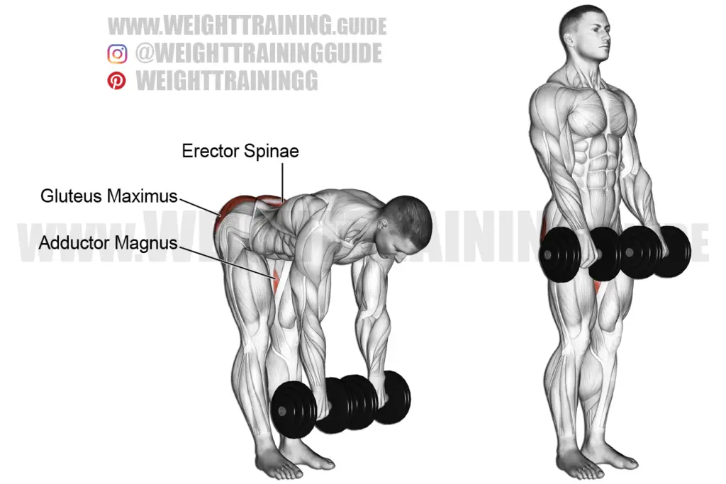 Dumbbell Straight Leg Deadlift Exercise Instructions And Video 9939